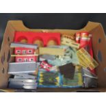 A Box of OO Gauge Railway Accessories and Track