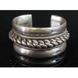 A Heavy Egyptian Silver Torque Bangle, 57mm wide, 157g