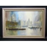 John Bampfield, Houses of Parliament, oil on canvas, 65x50cm, framed