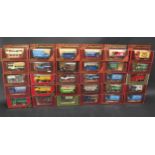 Thirty Matchbox Models of Yesteryear Vans, Trucks etc. in Maroon Boxes