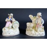 A Pair of Early English Porcelain Inkwells, tallest 11cm