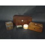 19th Century Mahogany Tea Caddy & Other Boxes Etc