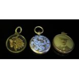 A Gilt and Enamel Fob and two others