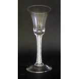 An 18th Century Wine Glass with opaque twist, broken pontil, 16.5cm