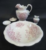 A Victorian Wash Jug, Bowl, Soap Dish and Vase by Myotts