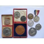 Ten Royal Coronation Medallions including silver 1902