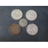 Four .50 Silver Crowns _ 1935 and three 1937 and .50 silver two shilling 1946