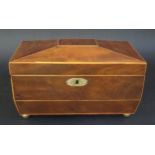 19th Century Mahogany Tea Caddy. Interior with two tin lined compartments and space for mixing glass
