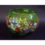 A Studio Glass Bowl with coloured canes, 17.5cm high