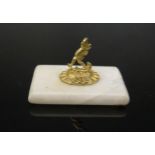 A Small 19th Century Paperweight with gilt metal finial modelled as a walking man, 39mm