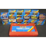 Twenty-Two Matchbox Superfast Universal Era in Window Boxes (mostly opened) and Carry Case
