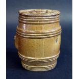 A Rare 19th Stoneware Barrel stamped 'I. Keer Greyhouse Old. St.', 13cm. Slight faults