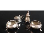 A Pair of George V Silver Salts (Sheffield 1916, Thomas Bradbury & Sons Ltd.) mustard and pepper,