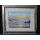 Michael J. Poole, Sunset Seascape, gouache, 38x27.5cm, framed & glazed