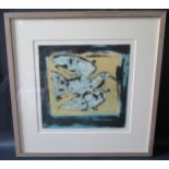 Susan Moxley '05, tinted bird print, pencil signed, image 29cm sq., framed & glazed