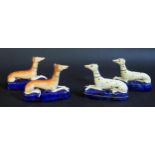 Two Pair of Staffordshire Quill Pen Stands _ Dalmatians and greyhounds