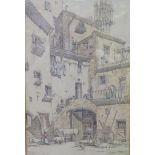 W Matthison 1853 - 1926, Victorian Watercolourist and Postcard Artist, City Street Scene,