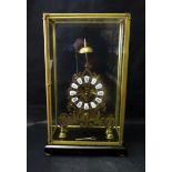 A Decoractive Brass Fusee Movement Skeleton Clock With Glass Cover, Overall Height 54cm