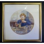 Joyce Lillington, portrait of Joe Weston, tempera, 12.5cm, framed & glazed