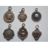 Six Silver Football Medallions including Perry Street League 1923-24, Cornwall County, West London