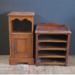 Antique Wood Pot Cupboard. H. 78cm, W. 38cm, D. 38cm & A Antique Wood Unit Contaigning Four Shelves.