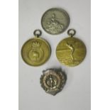 Three Silver Medallions and a badge, 61.6g