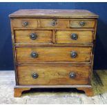 Antique Wood Chest of Drawers. Five small drawers above two. H. 81cm, W. 80cm, D. 53cm.