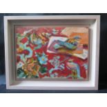 Rosemari Golledge, Birds, oil on canvas, 46x33cm, framed