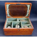 Antique Wood Box with Fitted Interior to hold EPNS Tableware. Spirit Kettle, Tray, Jug and Sugar