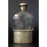 A Victorian Silver Mounted Slice Cut Glass Hip Flask, London 1891, Brockwell & Son