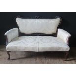Edwardian Carved Sofa and matching Arm Chair (Parlour Suite). Nicely carved Wood Frames and matching