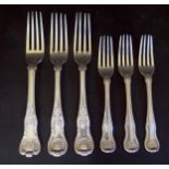 Six Various 19th Century Silver Forks, 472g