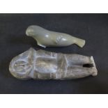Inuit Carved Soap Stone Of A Eskimo & A Canadian Seal.