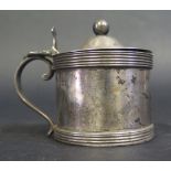 A George V Silver Mustard with blue glass liner, London 1917, J Parkes & Co., 138g