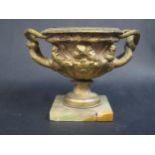 A Gilt Brass 'Warwick Bowl' on onyx base, 15cm high