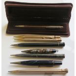 A Collection of Propelling Pencils including a rolled gold YARD-O-LED, Wahl Eversharp, Jewel, DURO-