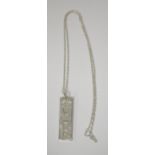 An Elizabeth II Silver Ingot Pendant (c. 48mm drop), London 1977 hallmarks, 20" chain, 18.9g