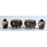 A Pretty Pair of Chinese Cloisonné Salts decorated with dragons (4.5cm diam) and a pair of miniature