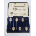 A Cased Set of George V Silver Coffee Bean Finial Spoons, William Henry Leather, Birmingham 1920 and