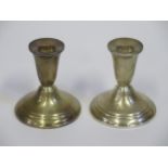 A Pair of Loaded Sterling Silver Candlesticks, National Sterling, 10cm high