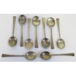 A Set of Nine George V Silver Coffee Spoons, Birmingham 1930/31, William Suckling Ltd., 55g
