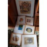 Five Framed and Signed Batik Paintings on Silk by Gwendoline Jackson including ' Camel Estuary