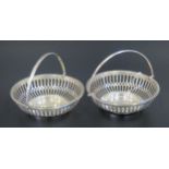 A Pair of George VI Pierced Silver Swing Handled Bonbon Dishes, Birmingham 1938, Mappin & Webb, 90.