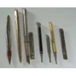 Silver Mounted Pencils and others and Sheaffer 12K gold front ballpoint, some A/F **IVORY**UK