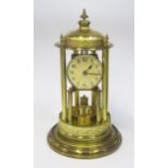 A Large 100 Day Brass Dome Clock, maker mark B in a crescent C, 43cm tall with dome