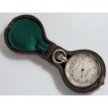 A Watson Bros. Silver Cased Pocked Barometer in hinged leather case (not hallmarked)