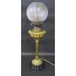 A Victorian Brass Paraffin Lamp converted to electric