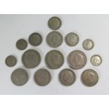 A Selection of GB .50 Silver Coins including half crowns, 125.5g