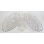 A Pair of Fine Cut Crystal Oval Dishes (31.5x15.5cm), etc.