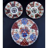 A Pair of 19th Century Japanese Porcelain Imari Lobed Shallow Dishes (22cm diam.) and one larger